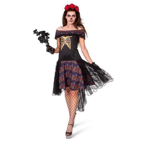 Déguisement Mariée Squelette Noir Adulte Halloween Robe Longue avec