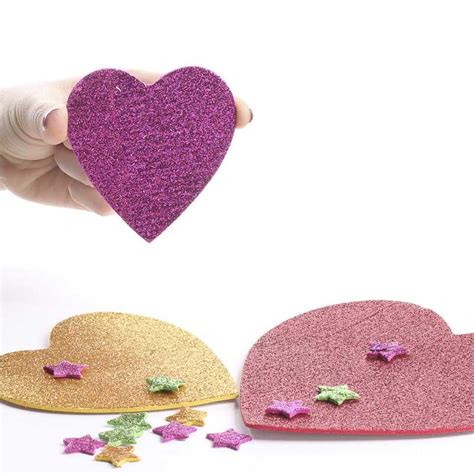 Glittered Heart And Star Foam Stickers Valentine S Day Holiday