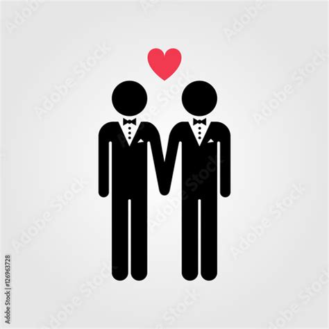 Gay Couple With Lgbt Rainbow Flag Vector Icon Gay Marriage Imágenes