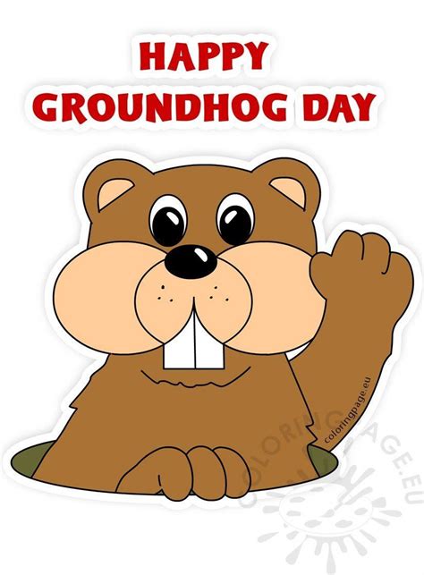 Groundhog Cartoon Clip Art Coloring Page Punxsutawney Phil Happy