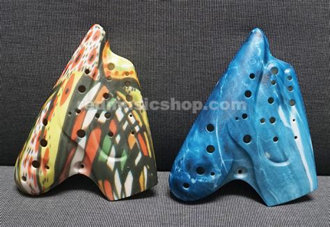 Plastic Triple Ocarina Alto C For Professional Red Music Shop