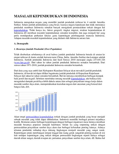 Doc Masalah Kependudukan Di Indonesia