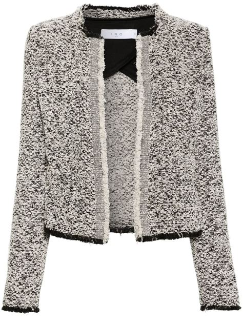 IRO Hazela Cropped Tweed Jacket Black FARFETCH