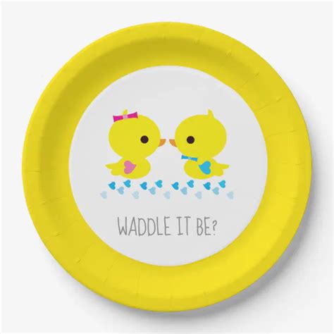 Cute Gender Reveal Waddle It Be Duckies Paper Plates Zazzle