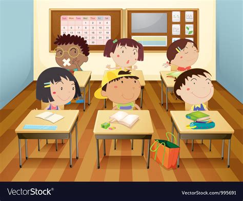 Kids In Classroom Royalty Free Vector Image Vectorstock