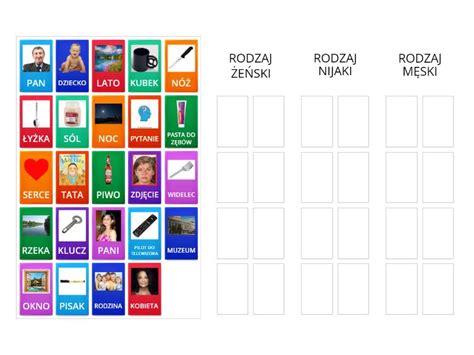 RZECZOWNIKI RODZAJE Group Sort