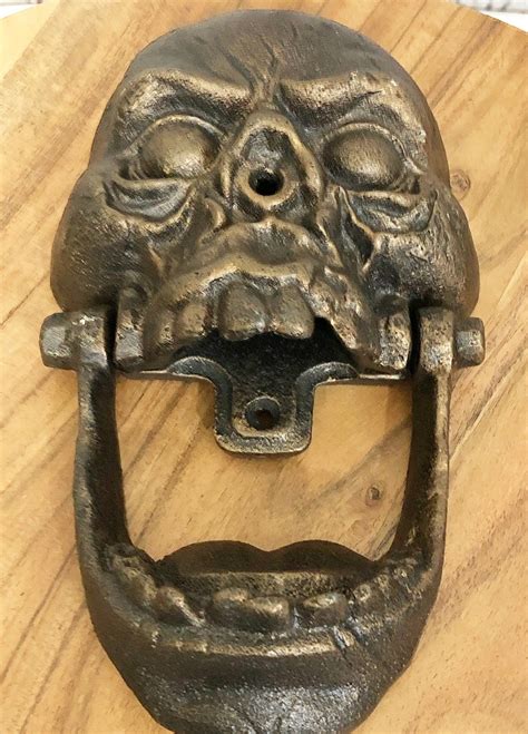 Large Cast Iron Skull Door Knocker Gothic Horror Halloween | Etsy