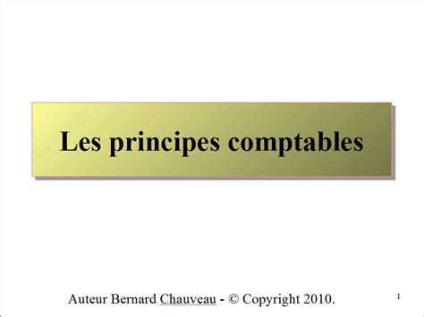 Aide En Compta Les Principes Comptables