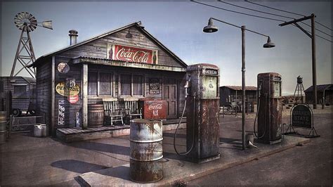 Popup Book Vintage Gas Station HD Wallpaper Pxfuel