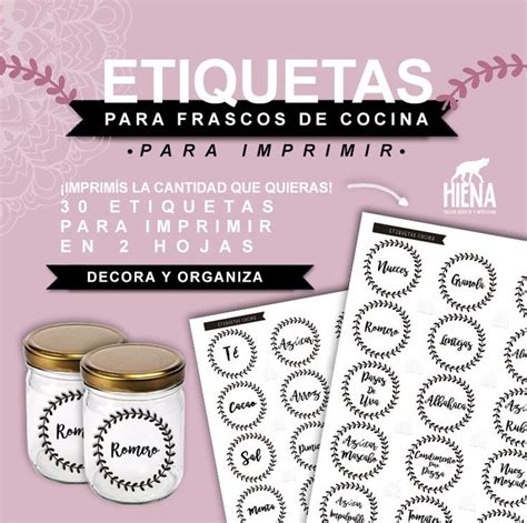 Kit Imprimible Etiquetas Para Frascos Cocina Condimentos