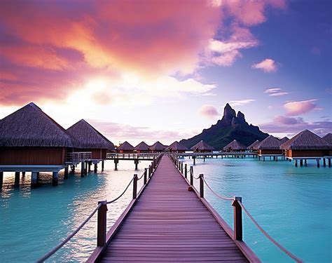 Bora Bora Resort Hd Wallpaper Background Architecture Cloud Tree