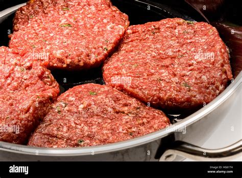 Hamburger Patties Patty Meat Fastfood Raw Beef Fresh Round Uniform