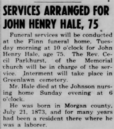 John Henry Hale 1873 1948 Find A Grave Memorial