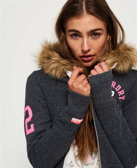 Superdry Track And Field Super Track Hoodie Met Rits Hoodies Voor Dames