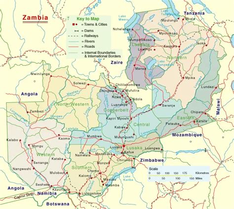 Zambia Detailed Map •