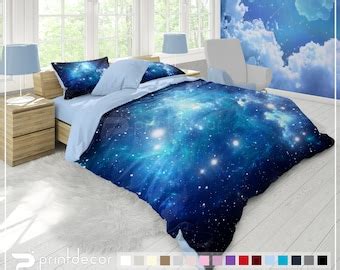 Purple Nebula Bedding Set Galaxy Duvet Cover Set Deep Space Bedding