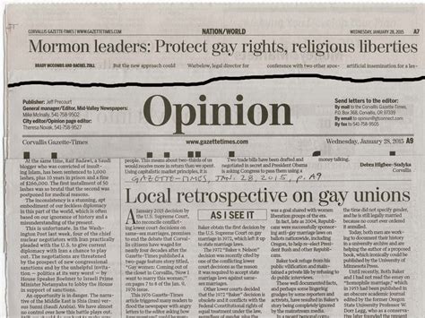 Tom's OSU: My opinion on upcoming gay marriage court decisions printed in local newspaper