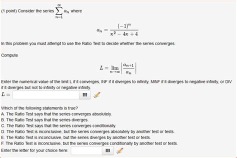 Solved Consider The Series N An Where Chegg