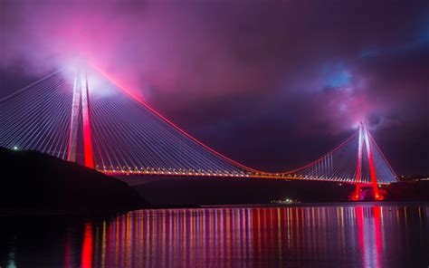 Download wallpapers Yavuz Sultan Selim Bridge, Bosphorus, evening ...