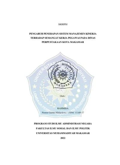 SKRIPSI PENGARUH PENERAPAN SISTEM MANAJEMEN KINERJA TERHADAP SEMANGAT