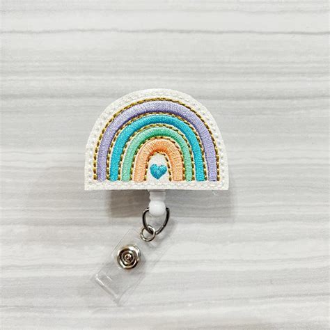 Pastel Rainbow Badge Reel Spring Badge Reels Retractable Badge Id