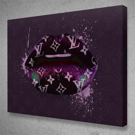 Louis Vuitton Lips Purple Fashion Glam Pop Art Modern Graffiti Wall Art Губы