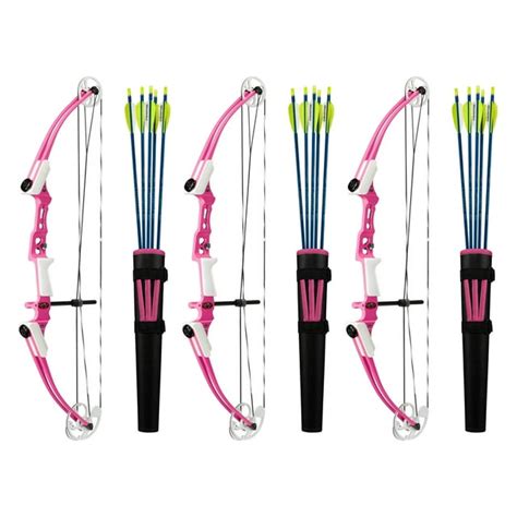 Genesis Archery Mini Compound Bow Archery Right Hand Set Pink 3 Pack