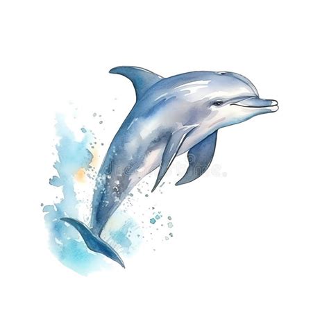 Aquarelle Marine Dauphin Illustration Animaux Marins Clipart Image