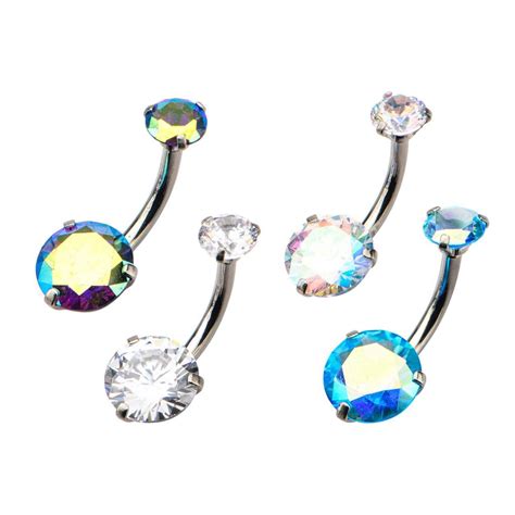 14g 716 Internally Threaded Navel W Prong Set Round Gem Sbvnsqrnd