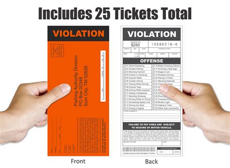 Fake Parking Tickets Prank Qty 25 Joke Violation Parking Funny Gag