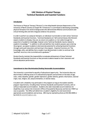 Fillable Online Med Unc Technical Standards Pdf The University Of