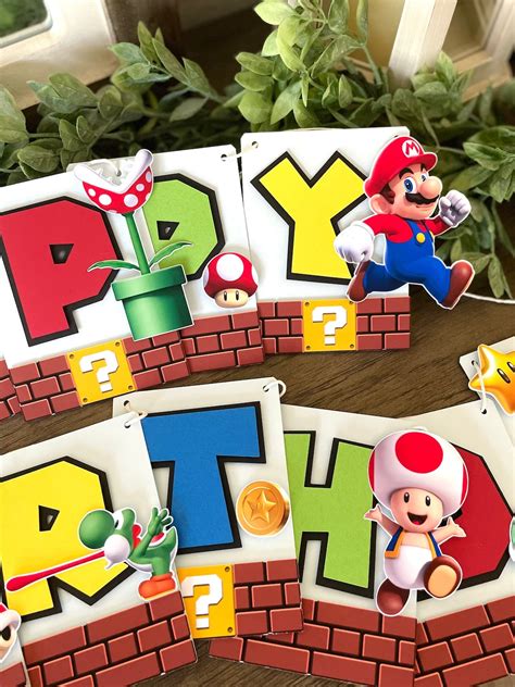 Super Mario Banner, Mario Party, Mario Birthday Decor - Etsy