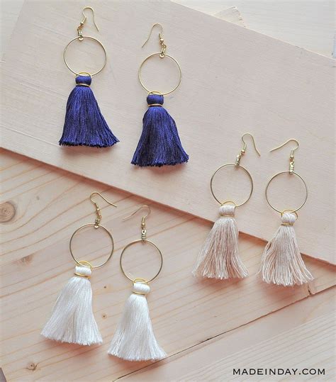 How To Make Natural Wood Bead Tassel Earrings Made In A Day