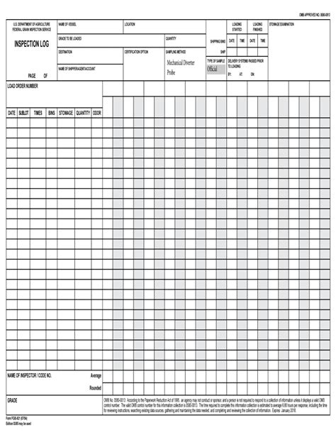 Fillable Online Gipsa Usda INSPECTION LOG Gipsa Usda Fax Email Print