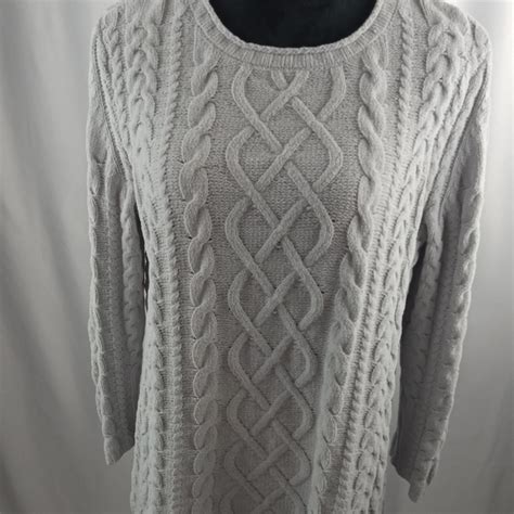 J Jill Sweaters Jjill Chenille Cable Knit Pullover Sweater Sz L