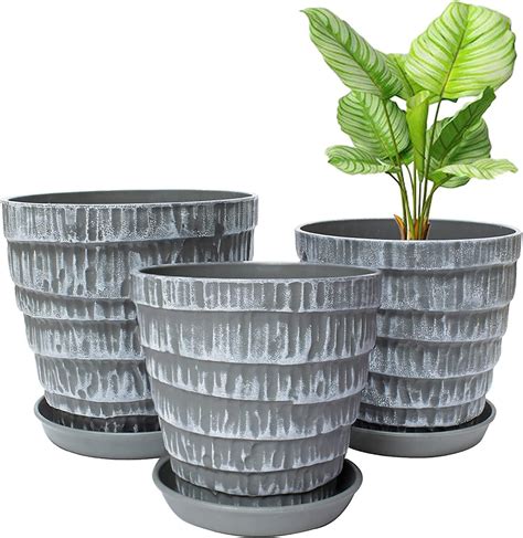 Kryc Plant Pots 756555 Inch Set Of 3 Planters Flower Pots With