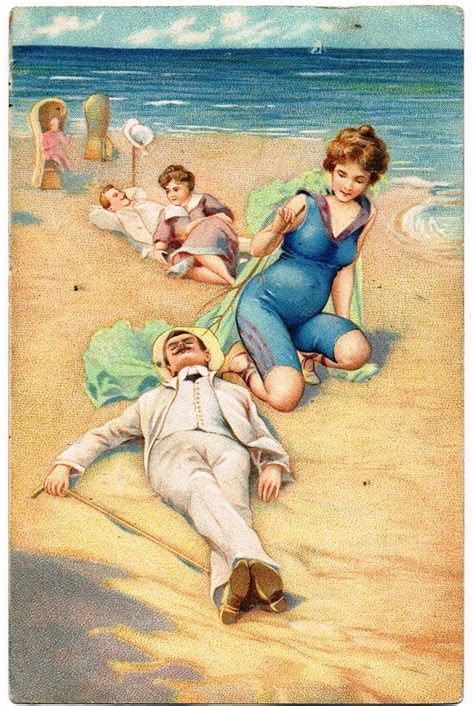 Vintage 1908 Postcard Bathing Beauty Beach Scene Etsy Vintage