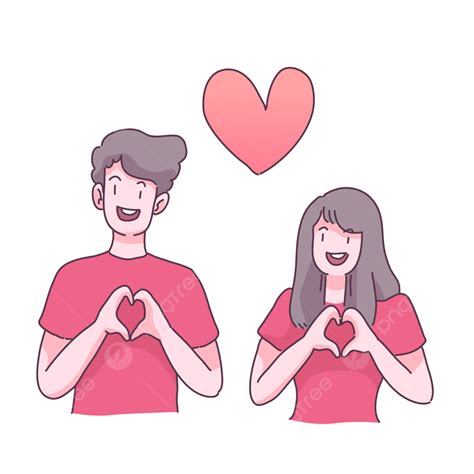 Love Couple Valentine Vector Png Images Big Isolated Couple In Love Happy Young Girl And Boy In