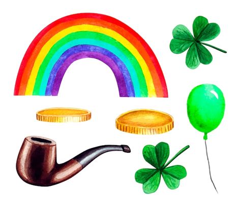 Premium Vector Watercolor Saint Patrick S Day Set With Clover