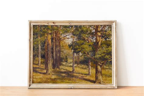 Vintage Forest Wall Art Autumn Forest Landscape Oil Painting - Etsy