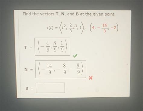 Solved Find The Vectors T N And B At The Given Point