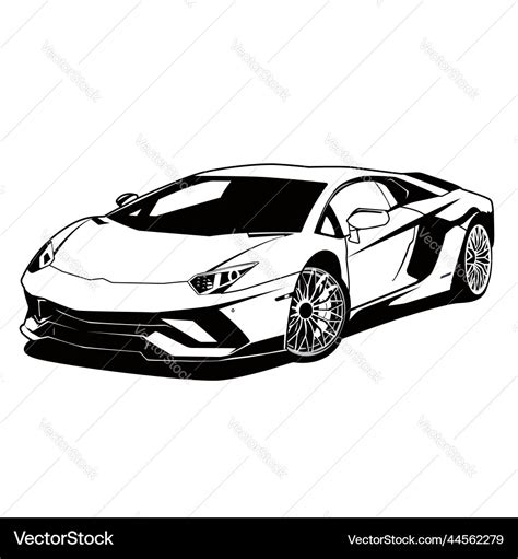 Super car outline black and white design Vector Image