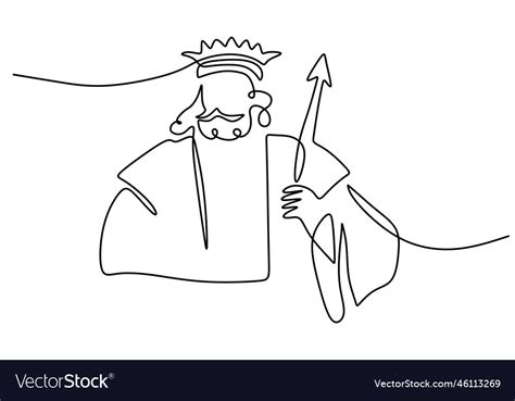 One Continuous Single Line Hand Drawing Of King Vector Image