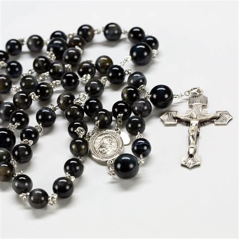 Blue Tigers Eye Mens Rosary Handmade Heirloom Etsy