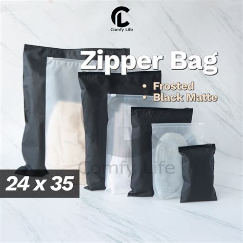 Jual Zipper 24 X 35cm Storage Bag Matte Frosted Kantong Plastik Travel