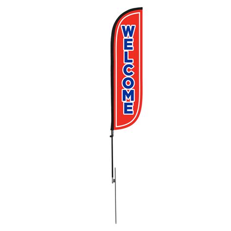 Welcome Feather Flag Red 5ft Pre Made