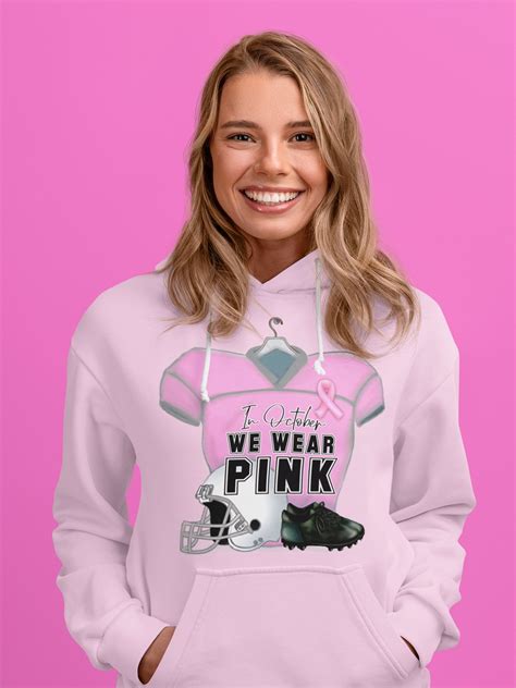 In October We Wear Pink Football Pink Out Png Breast Cancer