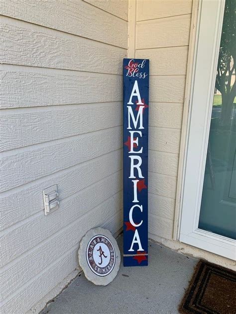 God Bless America Front Porch Sign American Flag Sign Front Etsy