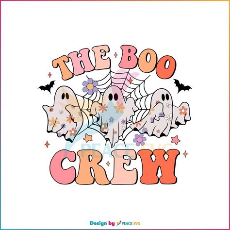 Retro Floral The Boo Crew Halloween Svg Graphic Design Peacesvg