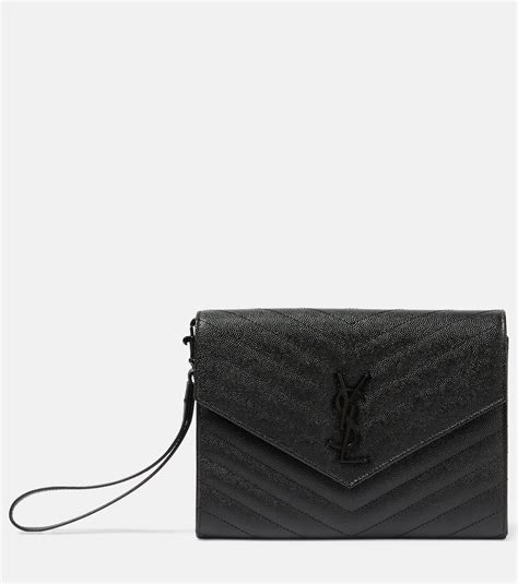 Cassandre Matelassé Leather Clutch In Black Saint Laurent Mytheresa